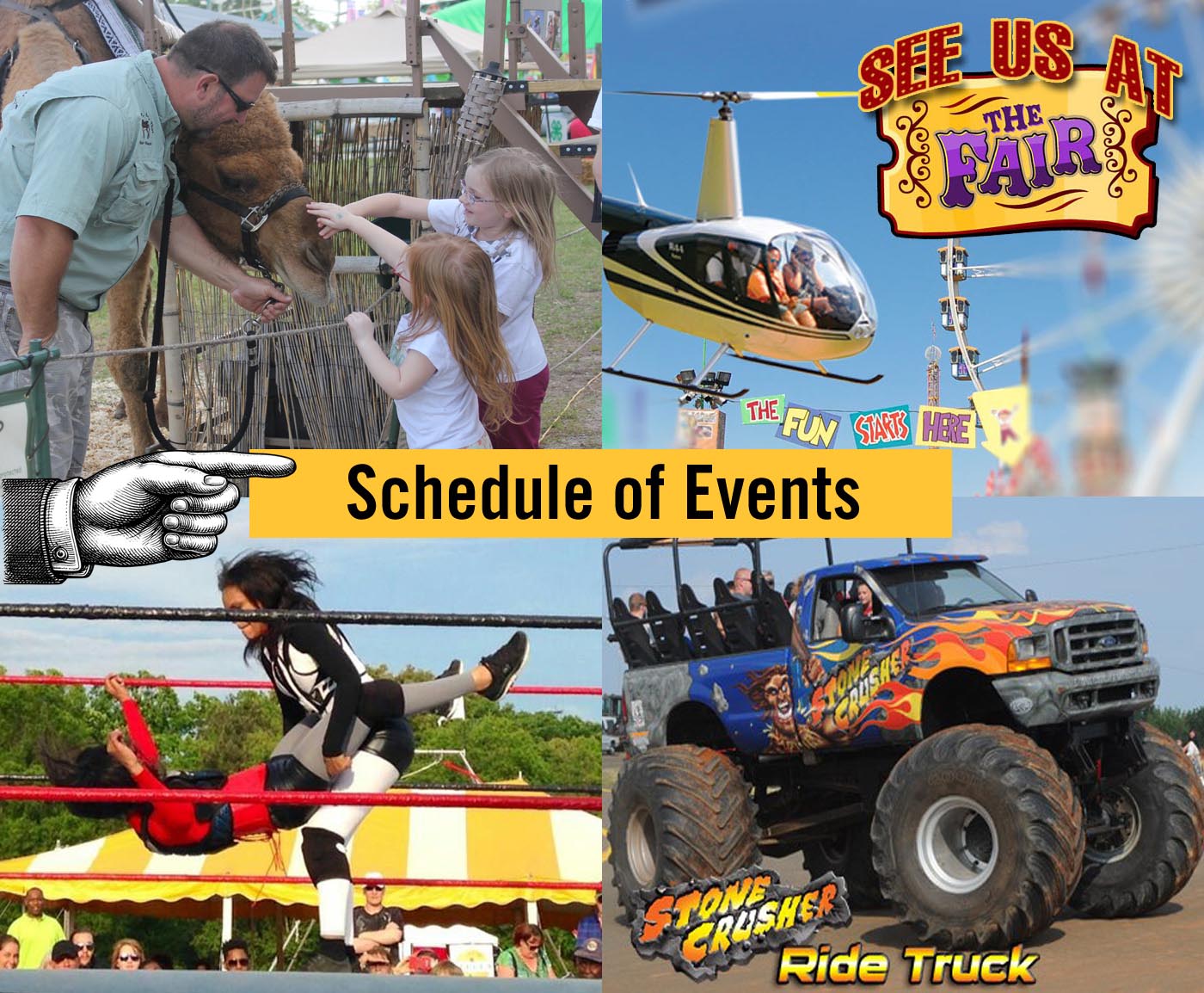 Helicopter rides and Stone Crusher Rides